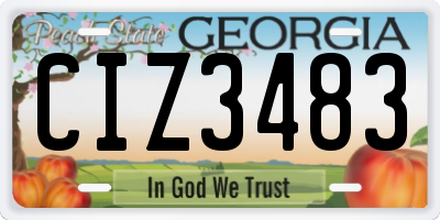 GA license plate CIZ3483