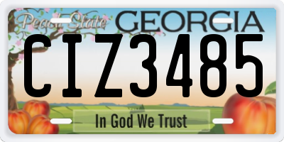 GA license plate CIZ3485