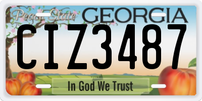 GA license plate CIZ3487