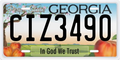 GA license plate CIZ3490