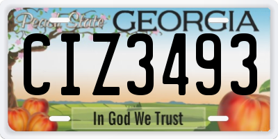 GA license plate CIZ3493