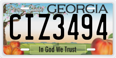 GA license plate CIZ3494