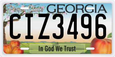 GA license plate CIZ3496