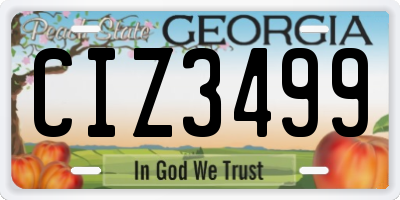 GA license plate CIZ3499