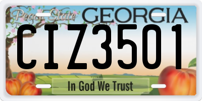 GA license plate CIZ3501