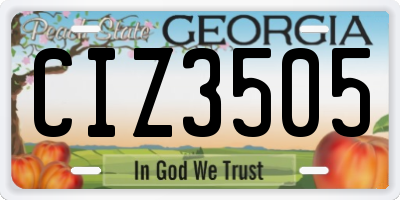 GA license plate CIZ3505