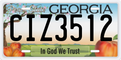 GA license plate CIZ3512