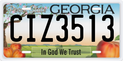 GA license plate CIZ3513