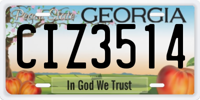 GA license plate CIZ3514