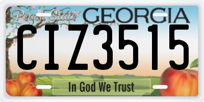 GA license plate CIZ3515