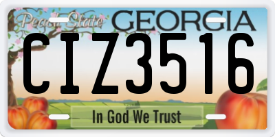 GA license plate CIZ3516