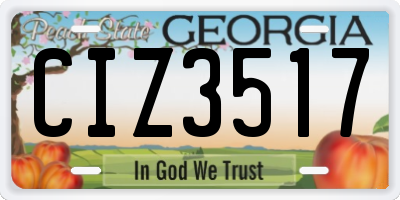GA license plate CIZ3517