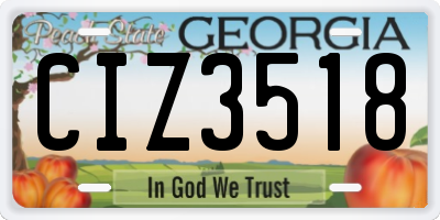 GA license plate CIZ3518