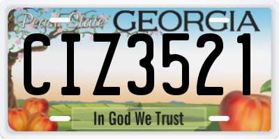 GA license plate CIZ3521