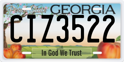 GA license plate CIZ3522