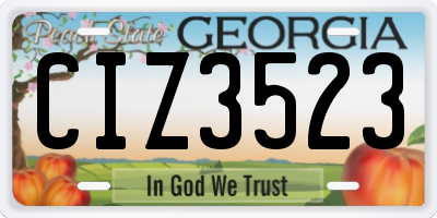 GA license plate CIZ3523