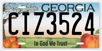 GA license plate CIZ3524