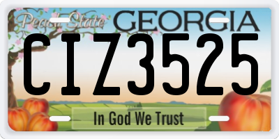 GA license plate CIZ3525
