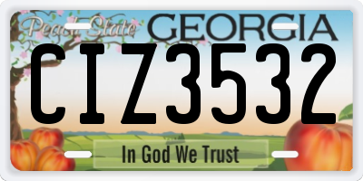 GA license plate CIZ3532