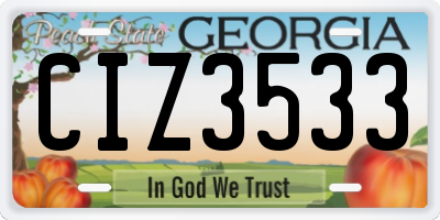 GA license plate CIZ3533