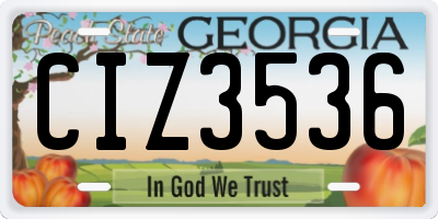 GA license plate CIZ3536