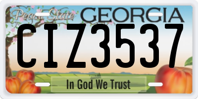 GA license plate CIZ3537