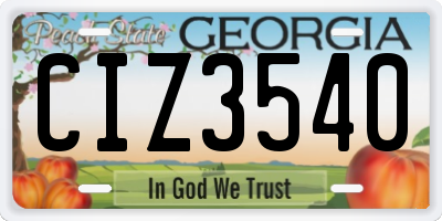 GA license plate CIZ3540
