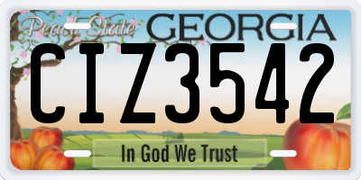 GA license plate CIZ3542