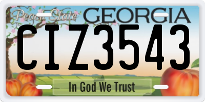 GA license plate CIZ3543