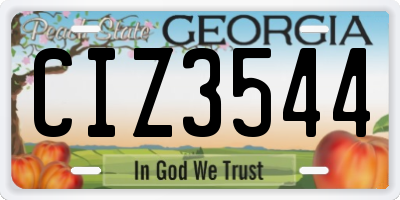 GA license plate CIZ3544
