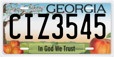 GA license plate CIZ3545
