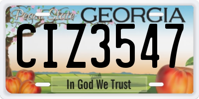 GA license plate CIZ3547