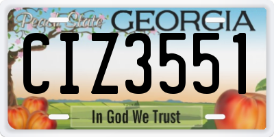 GA license plate CIZ3551