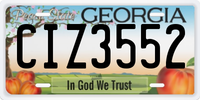 GA license plate CIZ3552