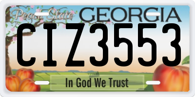 GA license plate CIZ3553