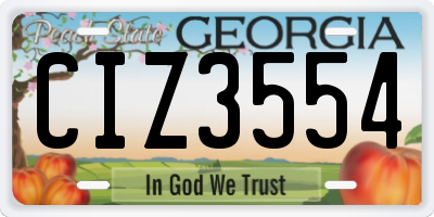 GA license plate CIZ3554