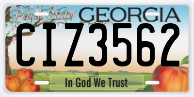 GA license plate CIZ3562