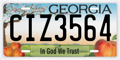 GA license plate CIZ3564