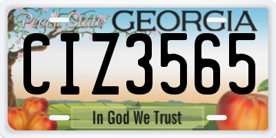 GA license plate CIZ3565