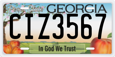 GA license plate CIZ3567