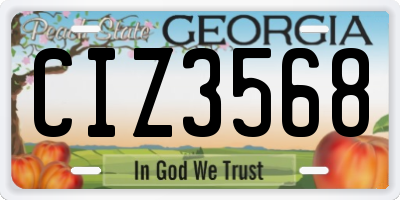 GA license plate CIZ3568