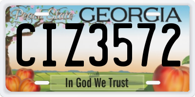 GA license plate CIZ3572