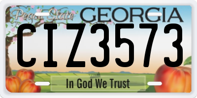 GA license plate CIZ3573