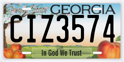 GA license plate CIZ3574
