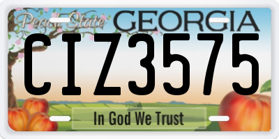 GA license plate CIZ3575
