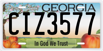 GA license plate CIZ3577