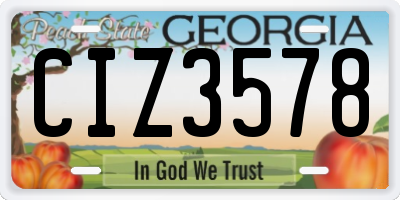 GA license plate CIZ3578