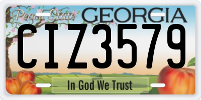 GA license plate CIZ3579