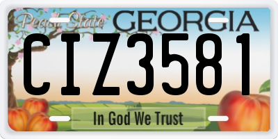 GA license plate CIZ3581
