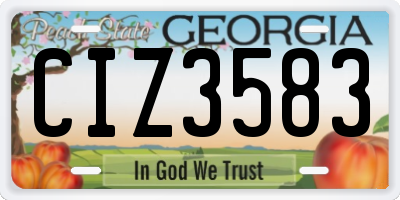 GA license plate CIZ3583